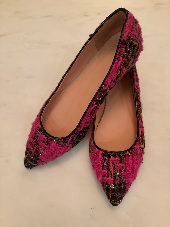 Women's Pink Tweed Pointed-Toe Flats by J.Crew - Picture 5 of 5
